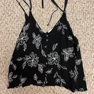 Impeccible Pig XS black and white floral, cropped tank top
